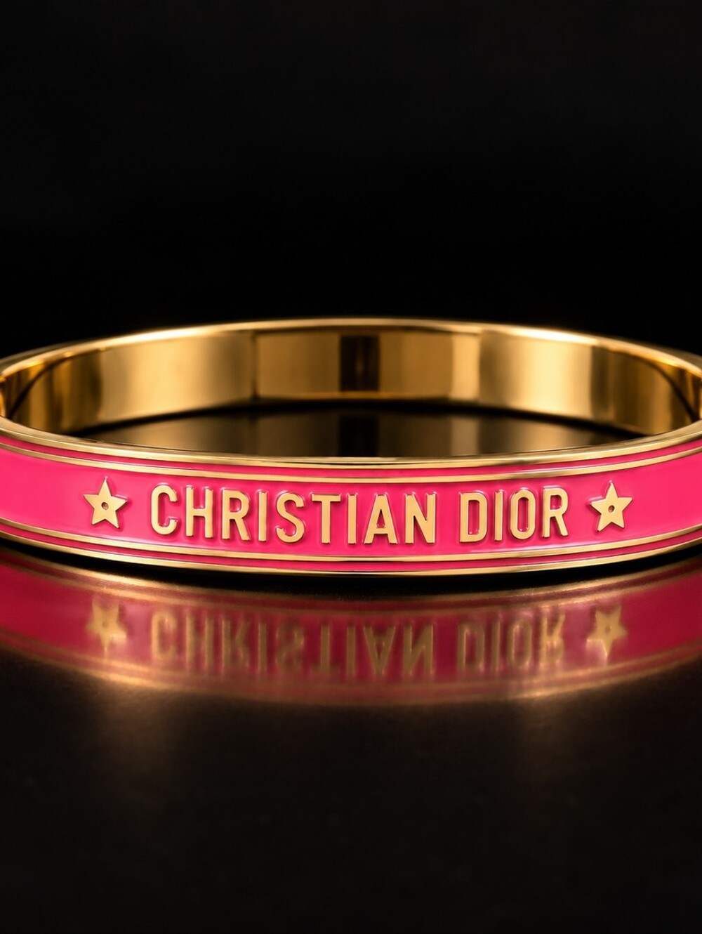 Dior Pink Enamel Logo Bangle